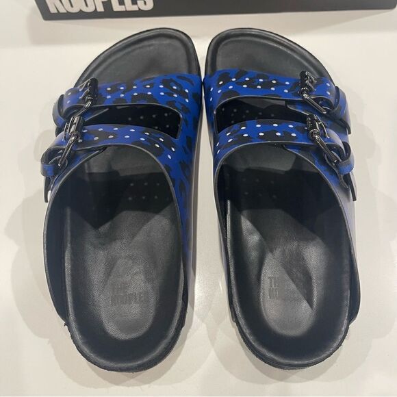 THE KOOPLES BLUE LEATHER LEOPARD-PRINT SANDALS NIB size 41 main image 8